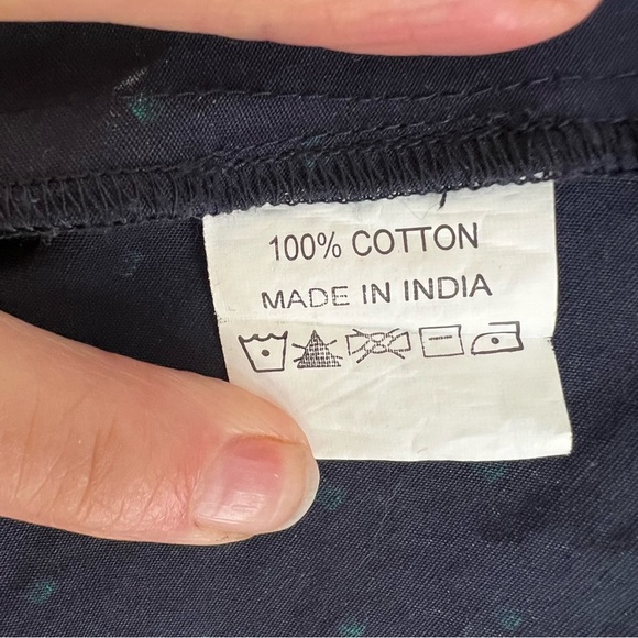 ESHAKTI SWING DRESS SIZE 6 NAVY WITH GREEN POLKA DOTS 100% COTTON - Picture 9 of 10